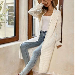 boho knit duster cardigan chic white